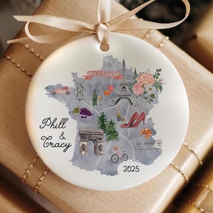 Map of France Ornament, Travel Ornament, Memory Ornament, Girls Trip Gifts, Family Trip 2025, Couples Travel Gift, France Christmas Ornament