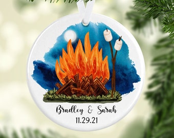 Camping Ornament/Camping Gift/Engagement Ornament/Couples Gift/Bridal Shower Gift/Campfire Ornament/Engaged Ornament/Christmas Ornaments