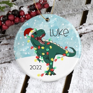 Dinosaur Ornament/Dinosaur Christmas Lights Ornament/Trex Ornament/Stocking Stuffer/Personalized Gift/Christmas Ornaments/Dinosaur Gifts