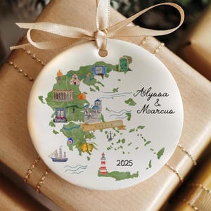 Adorno de Grecia, Adorno de viaje, Adorno de recuerdo, Regalos para viajes de chicas, Viaje familiar 2025, Regalo de viaje para parejas, Adorno navideño griego