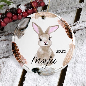 Bunny Ornament/Woodland Ornaments/Animal Ornaments/Rabbit Lover Gift/Woodland Christmas Gift/Forest Friend Personalized Ornament/Bunny Decor