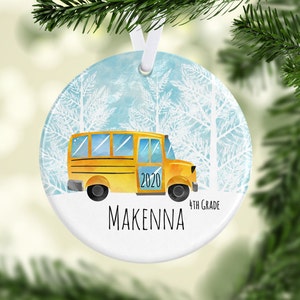 School Bus Ornament/Schools Gifts/Christmas Ornaments/Christmas Tree Personalized Gift/Grade School Kids Christmas Gifts/Stocking Stuffer