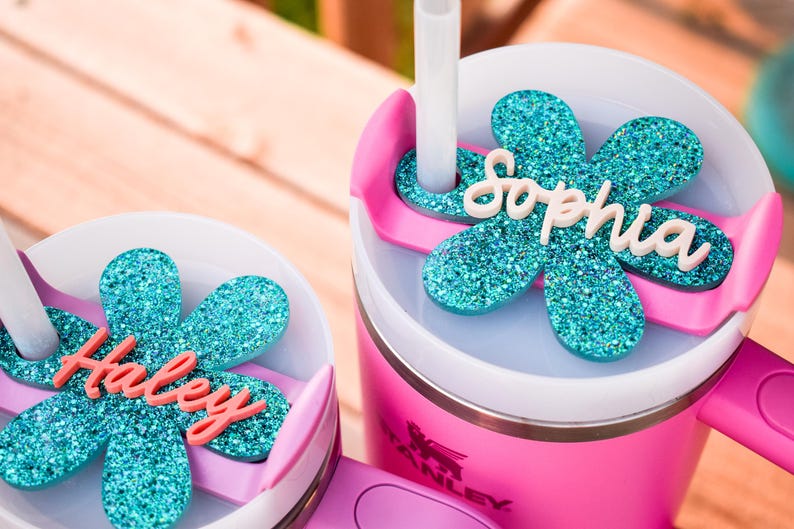 Daisy Name Plate, Stanley Tumbler Topper, Daisy Stanley Lid Tag, Flower Tumbler Accessories, Personalized Name Tag, Custom Lid Tag, 20 30 40 image 6