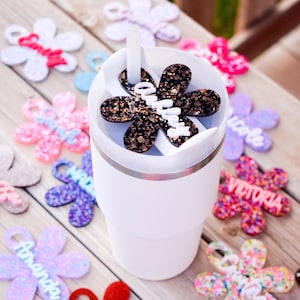 Daisy Name Plate, Stanley Tumbler Topper, Daisy Stanley Lid Tag, Flower Tumbler Accessories, Personalized Name Tag, Custom Lid Tag, 20 30 40 image 4
