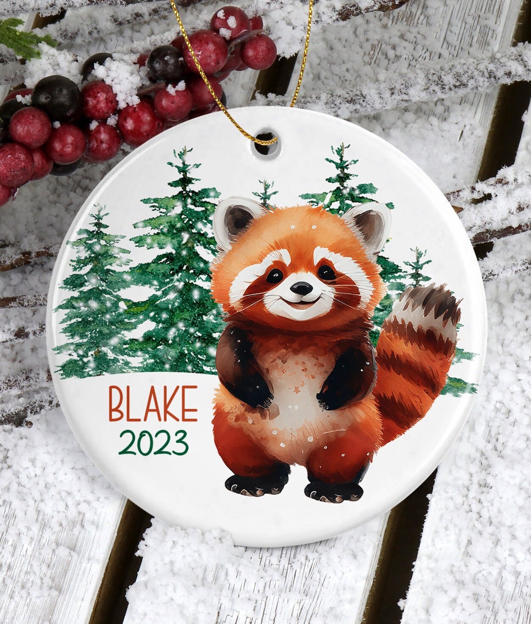 Red Panda Christmas Ornament 