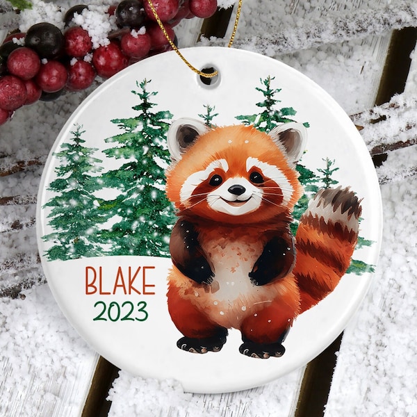 Panda rouge/Ornements de Noël/Décor de Noël/Ornement panda/Cadeaux personnalisés/Ornements pour enfants/Cadeau animal mignon/Ornement d’arbre personnalisé