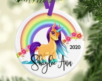 Unicorn Ornament/Rainbow Unicorn Ornament/Personalized Unicorn Gift/Christmas Unicorn Decor/Christmas Tree Ornament/Cute Gifts for Girls