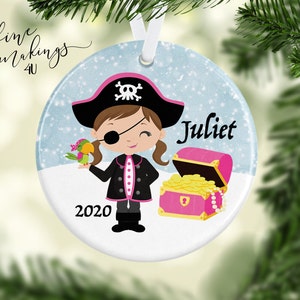 Girl Pirate Ornament/Stocking Stuffer/Personalized Gift/Pirate Christmas Ornaments/Pirate Gifts for Girls/Pirate Decor/Custom Christmas Gift