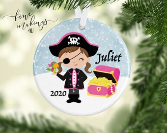 Girl Pirate Ornament/Stocking Stuffer/Personalized Gift/Pirate Christmas Ornaments/Pirate Gifts for Girls/Pirate Decor/Custom Christmas Gift