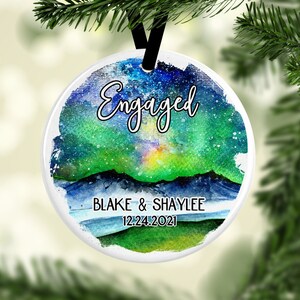 Northern Lights Engagement Ornament/Aurora Borealis Ornament/Starry Night Bridal Shower Gift/Personalized Gift/Night Sky Christmas Ornaments