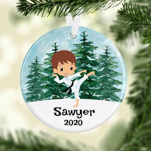 karate christmas ornament boy