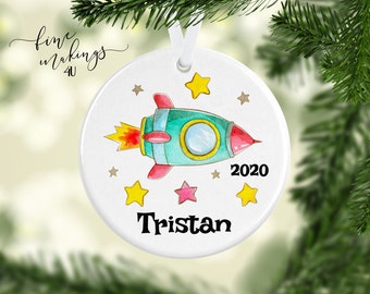 Space Ornament, Space Christmas Ornament, Kids Ornament Personalized, Personalized Name Ornament, Space Gifts, Rocket Ornament, Spaceship