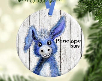 Donkey Ornament/Farm Animal Donkey Gift/Personalized Ornament for Kids/Name Ornament/Farm Animals Ornament/Animal Ornament/Farmhouse Decor