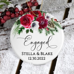 Engagement Ornament/Engagement Gifts/Personalized Gifts/Christmas Ornaments/Bridal Shower Gift/Couples Ornament/Engaged Christmas Ornament