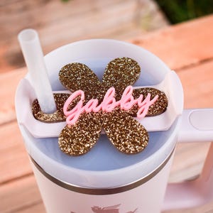 Daisy Name Plate, Stanley Tumbler Topper, Daisy Stanley Lid Tag, Flower Tumbler Accessories, Personalized Name Tag, Custom Lid Tag, 20 30 40 image 3