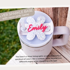 Daisy Name Plate, Stanley Tumbler Topper, Daisy Stanley Lid Tag, Flower Tumbler Accessories, Personalized Name Tag, Custom Lid Tag, 20 30 40 image 5