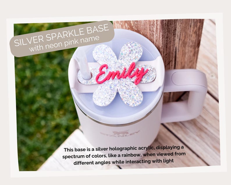 Daisy Name Plate, Stanley Tumbler Topper, Daisy Stanley Lid Tag, Flower Tumbler Accessories, Personalized Name Tag, Custom Lid Tag, 20 30 40 image 5