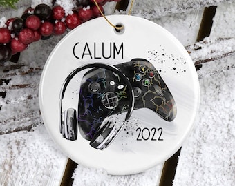 Gaming Ornament/Gamer Gifts/Christmas Ornaments/Personalized Gifts/Video Game Ornament/Controller and Headset Gamer Girl or Gamer Boy Gift