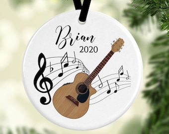Acoustic Guitar Ornament/Guitar Gifts/Christmas Ornaments/Guitar Decor/Music Ornament/Guitar Player Gift/Personalized Gift/Custom Ornament