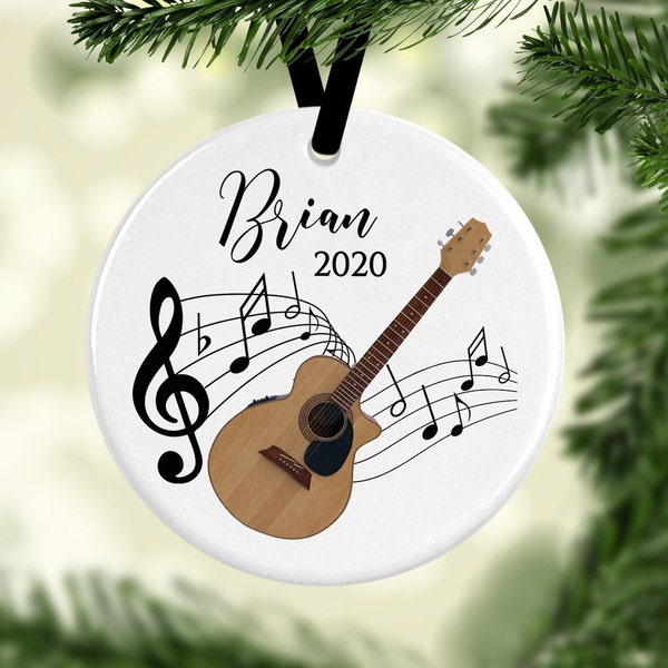 Acoustic Guitar Ornament/Guitar Gifts/Christmas Ornaments/Guitar Decor/Music Ornament/Guitar Player Gift/Personalized Gift/Custom Ornament