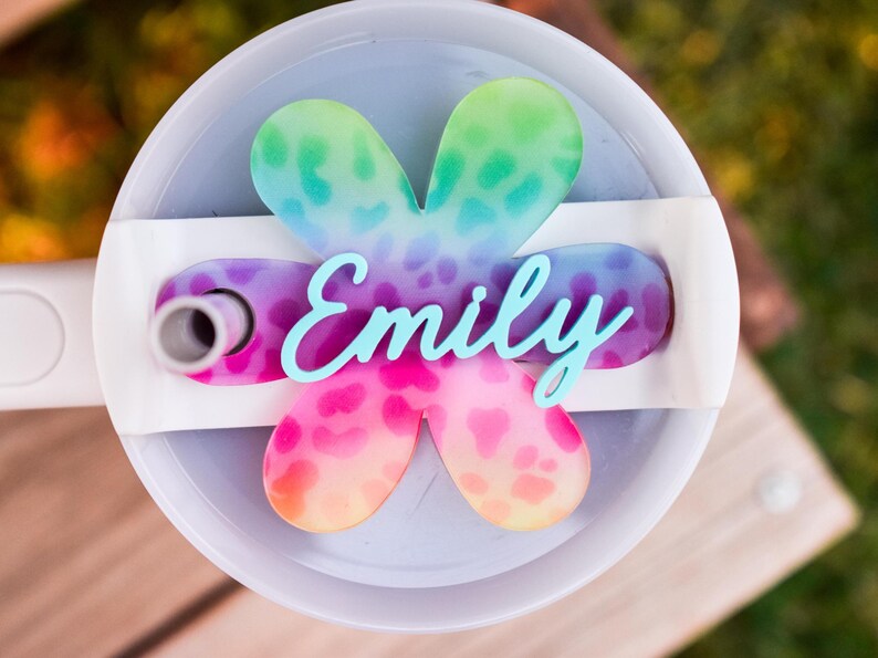 Daisy Name Plate, Stanley Tumbler Topper, Daisy Stanley Lid Tag, Flower Tumbler Accessories, Personalized Name Tag, Custom Lid Tag, 20 30 40 image 2