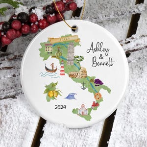 Italien Ornament personalisiert, Reisegeschenke, Italien Karte Ornament, Weihnachtsschmuck, personalisiertes Geschenk, Reiseornament, Paare Reisegeschenk