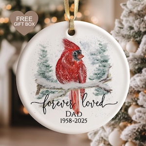 Enfeite memorial personalizado/Presente memorial de cardeal de Natal/Enfeites de cardeal vermelho/Decorações de Natal/Enfeite de lembrança personalizado