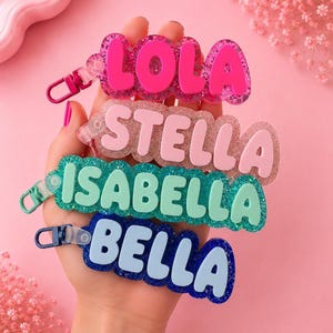 Personalized Bubble Name Keychain, Custom Acrylic Backpack Tag, Cute School Bag Charm for Kids