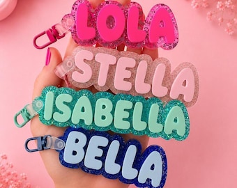 Personalized Bubble Name Keychain, Custom Acrylic Backpack Tag, Cute School Bag Charm for Kids