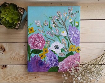 Floral Garden Giclee Art Print of Acrylic Painting