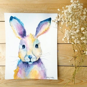 Bunny Giclee Art Print Watercolor Painting | 5x7 & 8x10 Sizes Available!