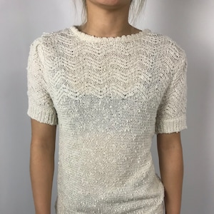 70&#39;s Nubby Zig Zag Sweater w/ Keyhole