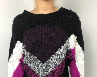 80's Chevron Striped Sweater