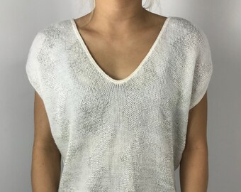 Pull en maille zigzag argenté métallisé des années 80