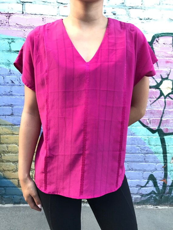 80's Pink Pinstriped Blouse