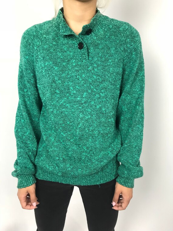 90's Green Marled Pullover Sweater - image 1