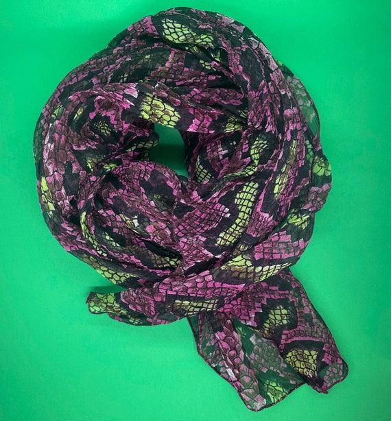 90's Neon Snake Print Scarf - image 1