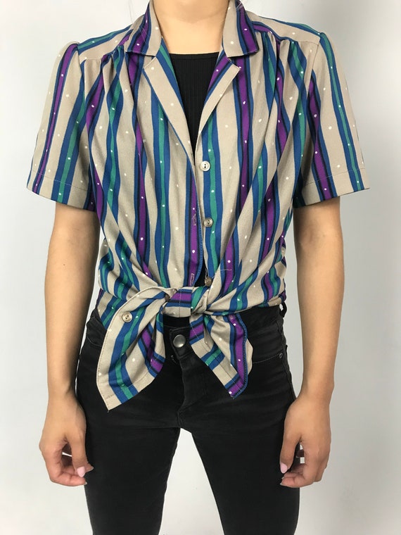 70's Striped Button Up Top - image 3