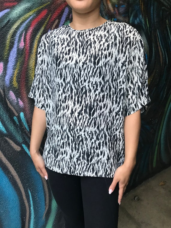 90's Animal Printed Blouse