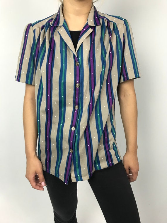 70's Striped Button Up Top - image 2