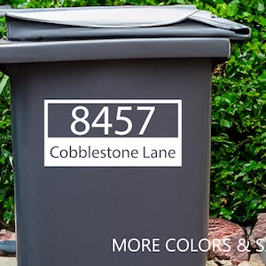 Custom Address Decal Outdoor Water-Resistant Garbage Bin Label, Recycling Box Address Sticker, Personalized House Street Name and Number