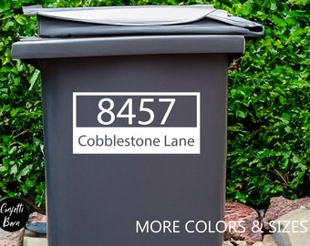 Décalcomanie d'adresse personnalisée, étiquette de poubelle extérieure résistante à l'eau, autocollant d'adresse pour boîte de recyclage, nom et numéro de rue de la maison personnalisés