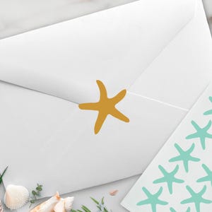 Starfish Stickers, Underwater Theme Party Stickers, Tropical Fish, Wedding Envelope Seal, Envelope Sticker, Removable Vinyl, Planner Sticker