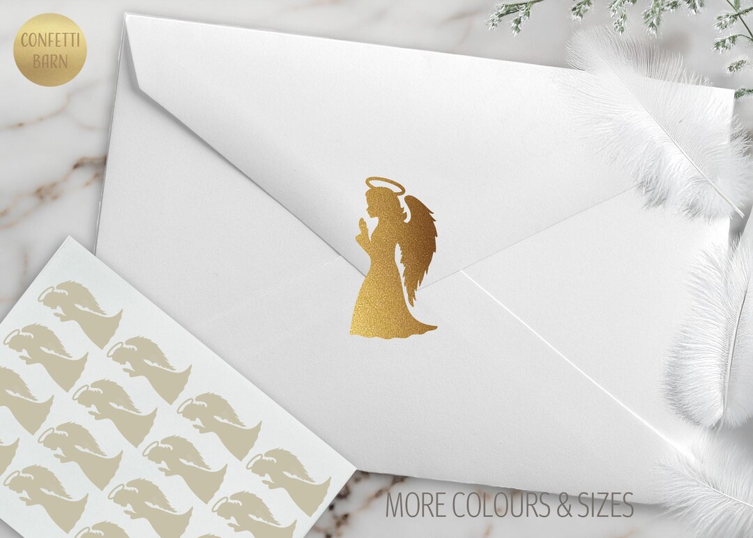 Angel Stickers, Praying Angel With Halo Sticker, Religious Envelope ...