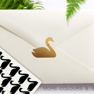 Stickers cygnes, Joints d'enveloppe de faire-part de mariage, Stickers d'invitation à une fête d'anniversaire, Stickers oiseaux, Stickers animaux, Joints d'enveloppe de cygne