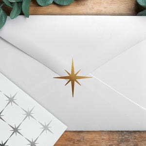Starburst Stickers, Compass Rose Silhouette, North Star, Envelope Sealing Stickers, Removable Vinyl, Planner Stickers, Wedding Invitations