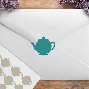 Tea Pot Stickers, Tea Party, Birthday Party, Bridal Shower, Wedding Stickers, Party Invitations, Vinyl Stickers, Envelope Sealing Stickers