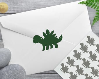 Dinosaur Stickers, Stegosaurus Dino Theme Birthday Party, Dino Baby Shower Invitation Envelope Seals, Gift Bag Embellishment, Crafting Décor