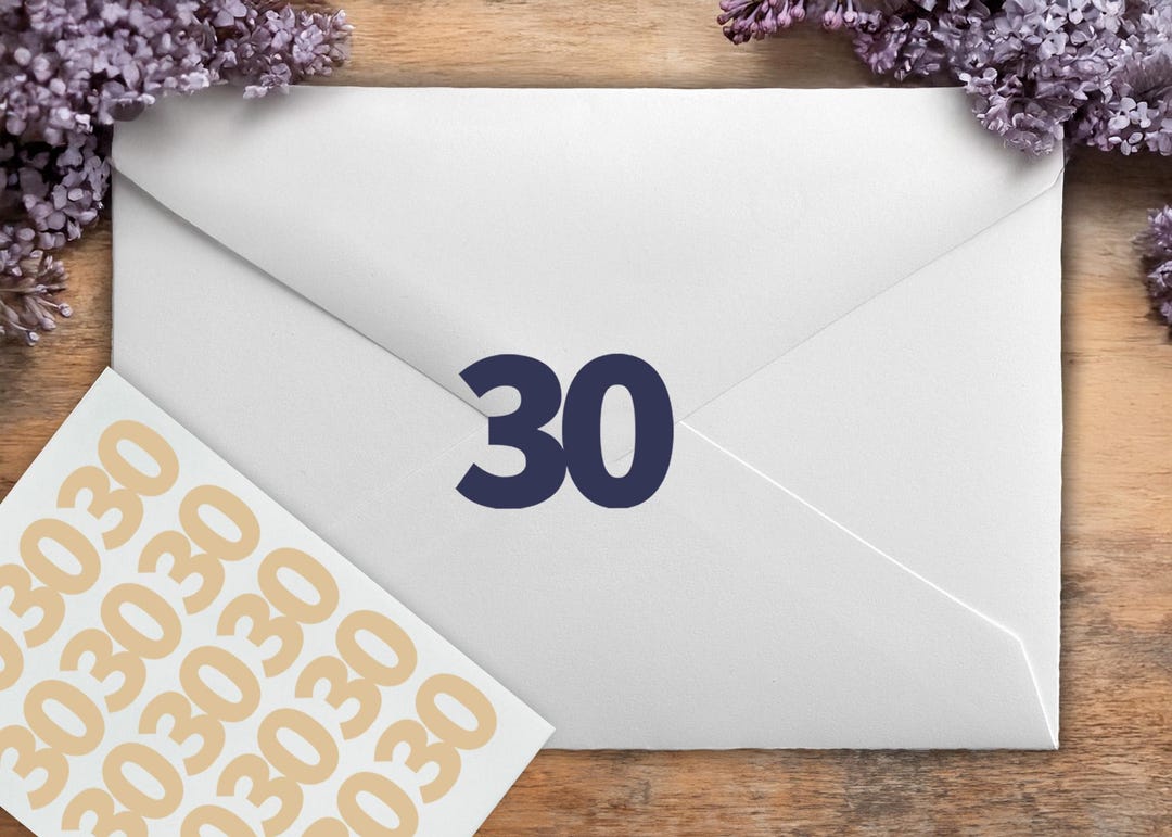 Number 30 Stickers, 30th Birthday Milestone Theme Party, 30th ...