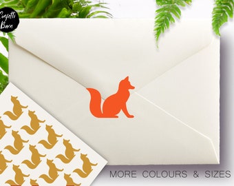 Fox Stickers, Woodland Animals, Cute Sitting Fox, Rustic Baby Shower, Forest Theme Birthday Party Invitation Envelope Seals, Removable Vinyl